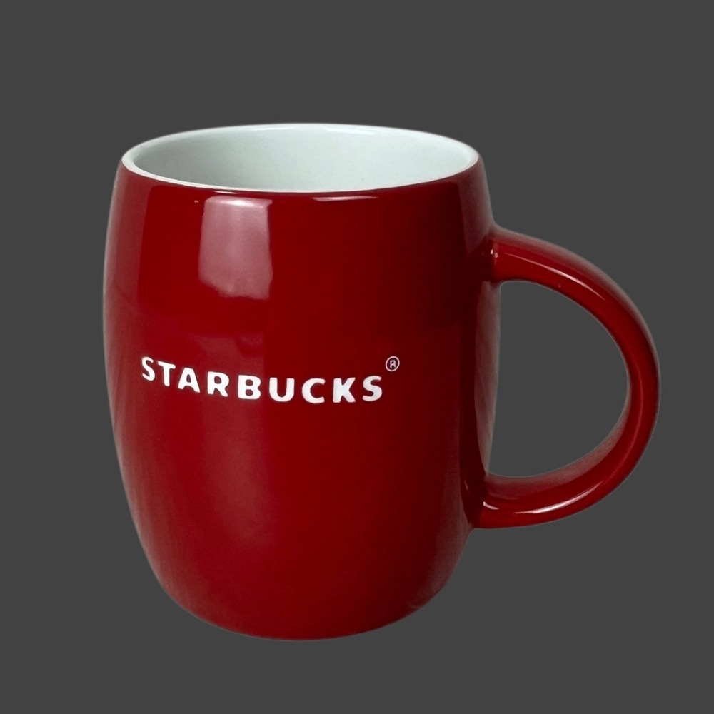 Starbucks 2011 Red White Etched Mug Coffee Tea Cocoa Cup Hot Drink Beverage